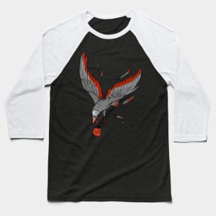 Black Crow Flying with Shiny Red Ruby Baseball T-Shirt